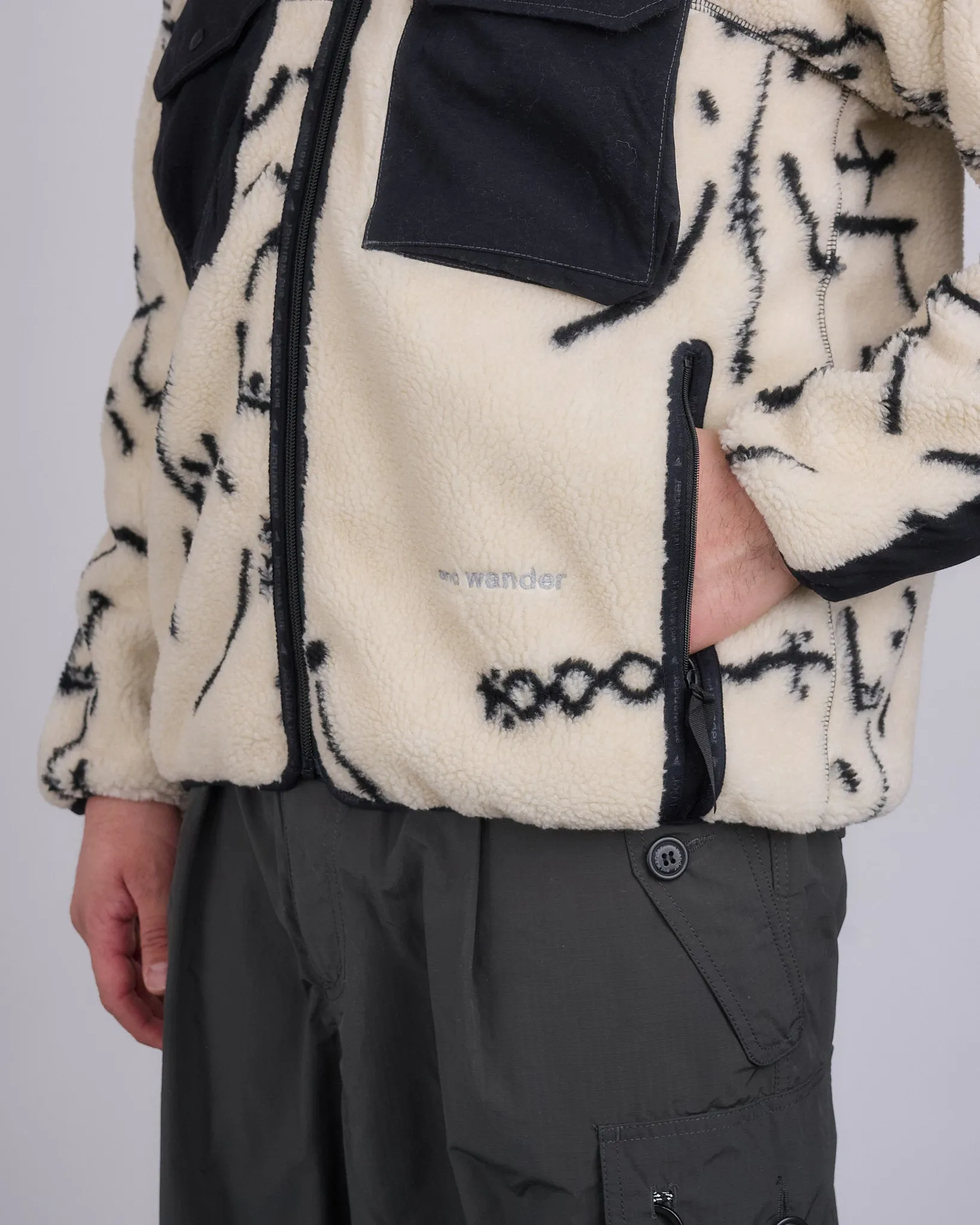 and wander Daijiro OHARA Map Key Boa Jacket Off White