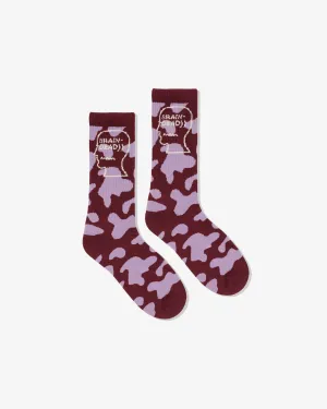 Brain Dead - Men's Logohead Crew Socks - (Pink Cow)