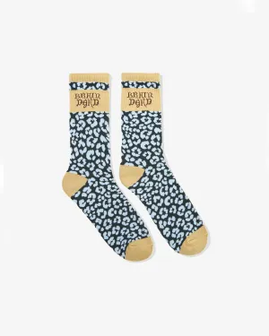 Brain Dead - Paneled Logo Crew Socks - (Blue Leopard/Khaki)