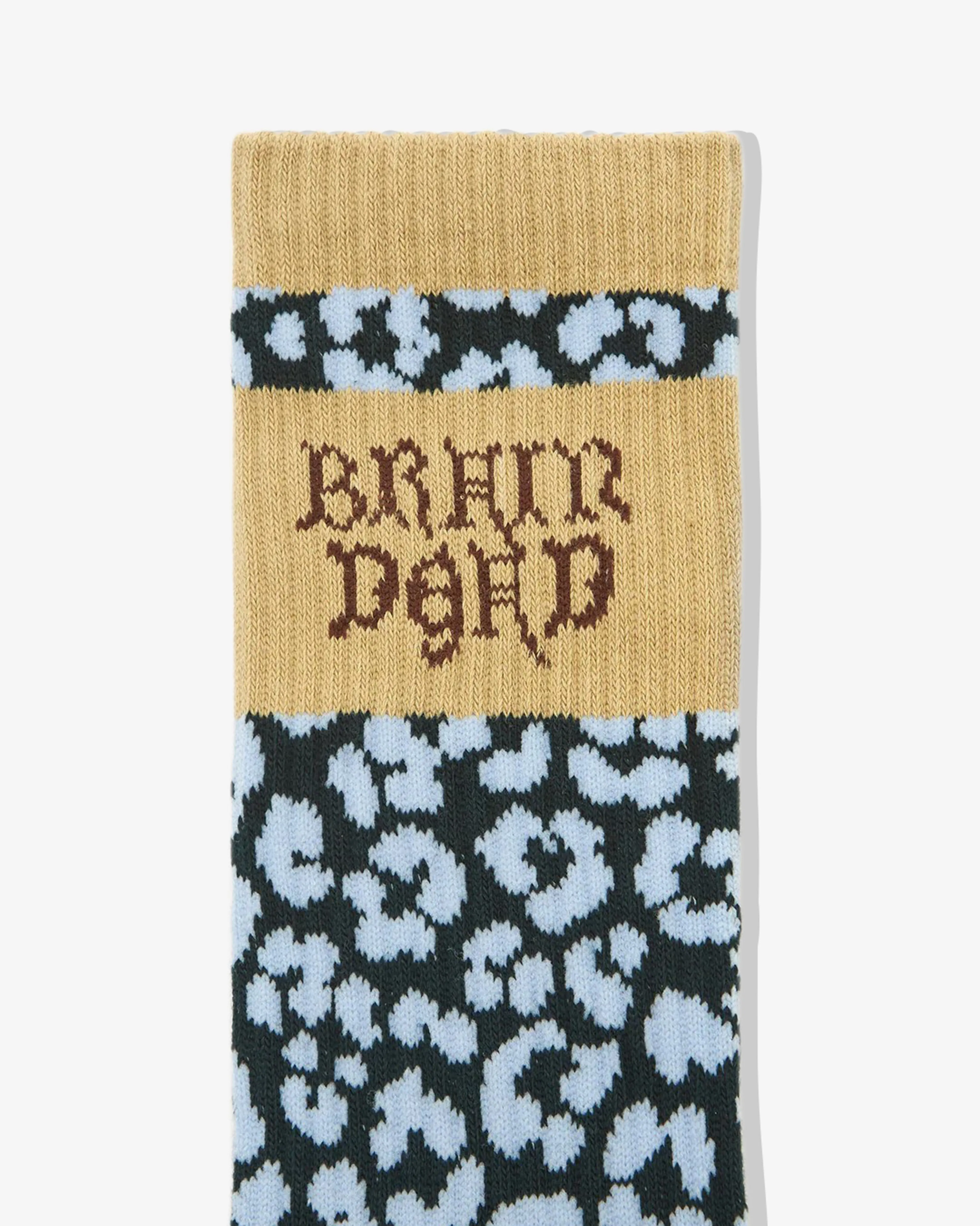 Brain Dead - Paneled Logo Crew Socks - (Blue Leopard/Khaki)