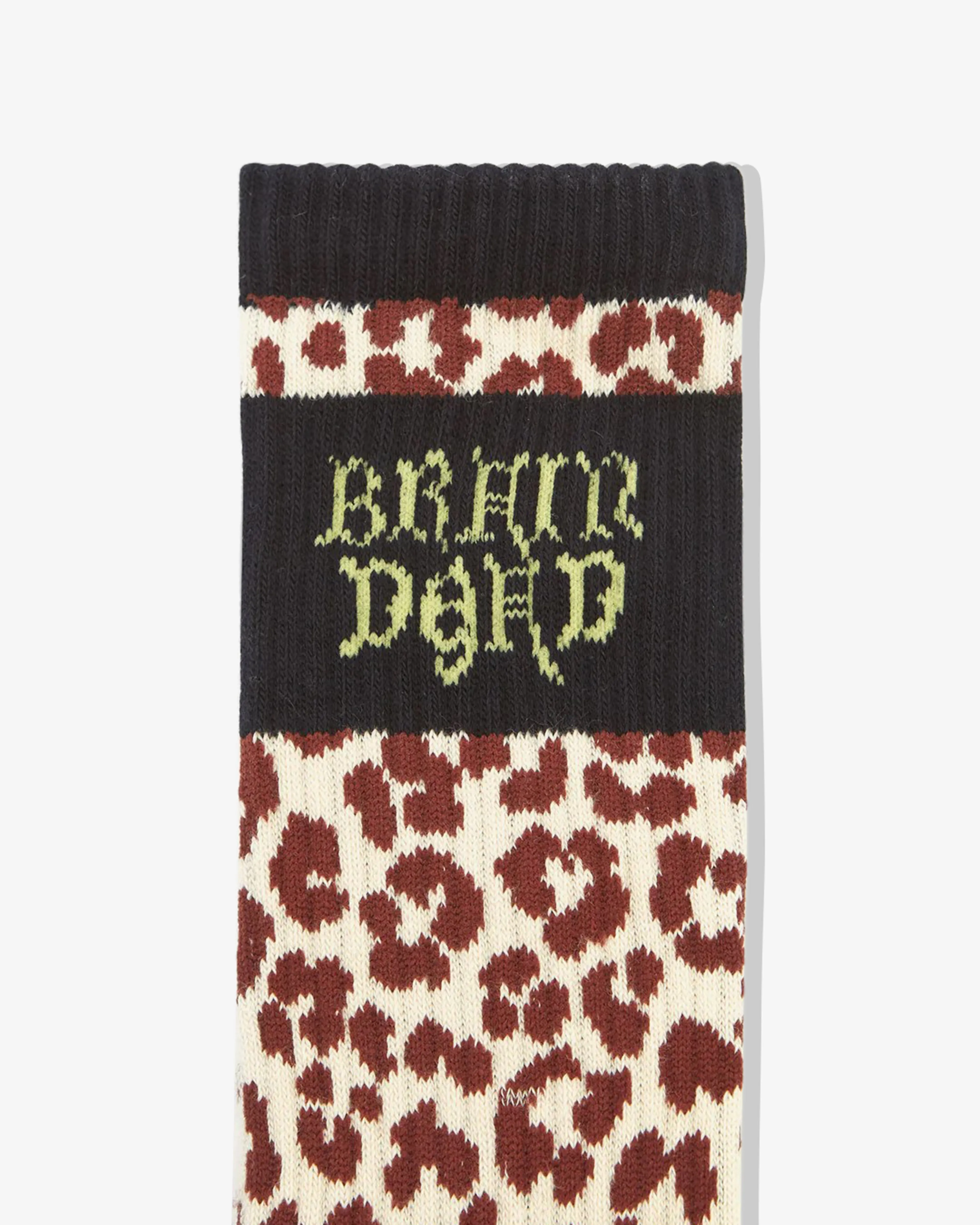 Brain Dead - Paneled Logo Crew Socks - (Maroon Leopard/Navy)