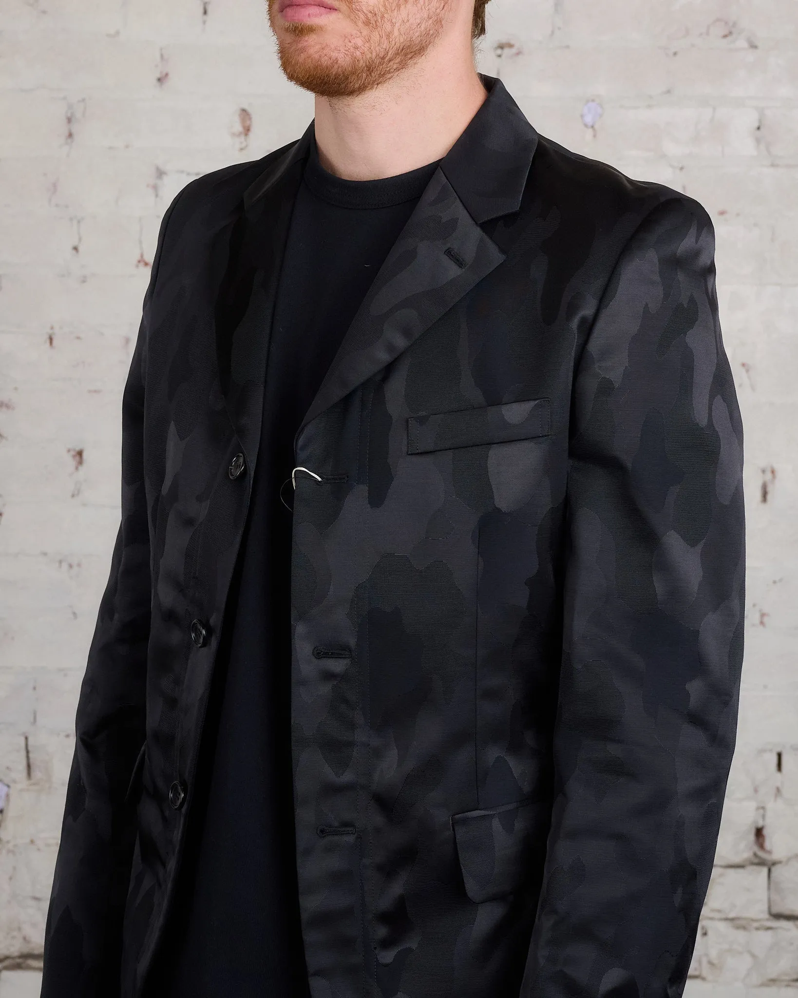 COMME des GARONS HOMME Plus Nylon Jacquard Camo Pattern Blazer Black