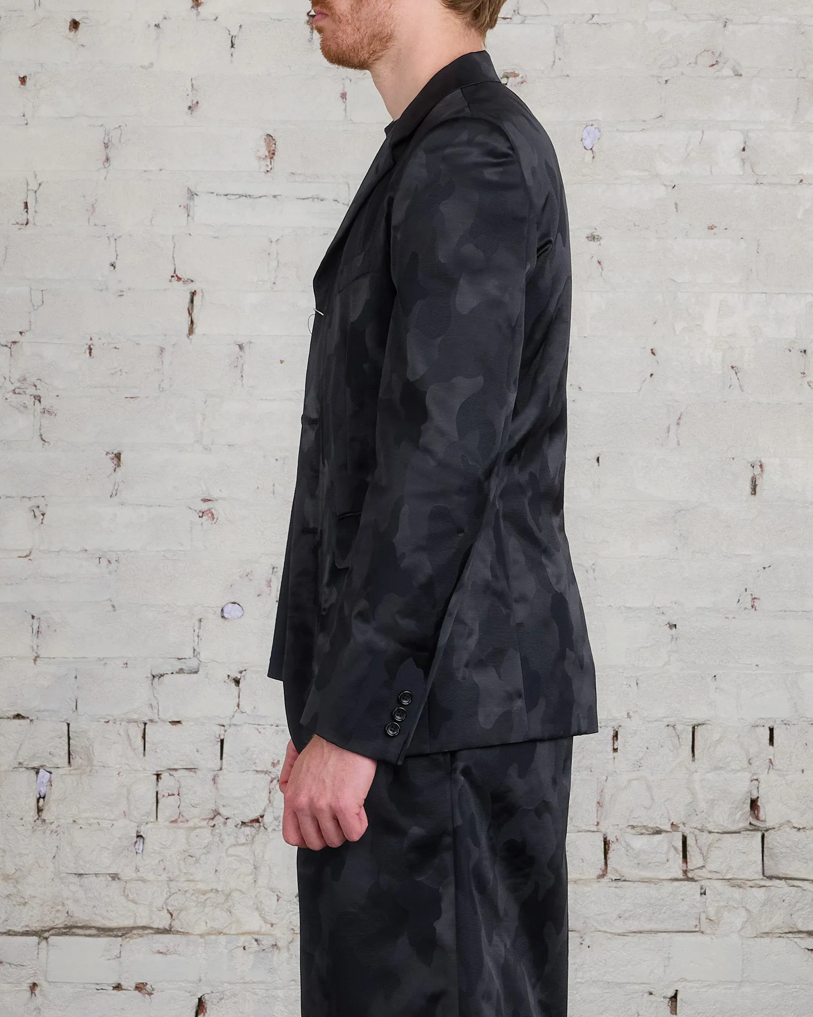 COMME des GARONS HOMME Plus Nylon Jacquard Camo Pattern Blazer Black