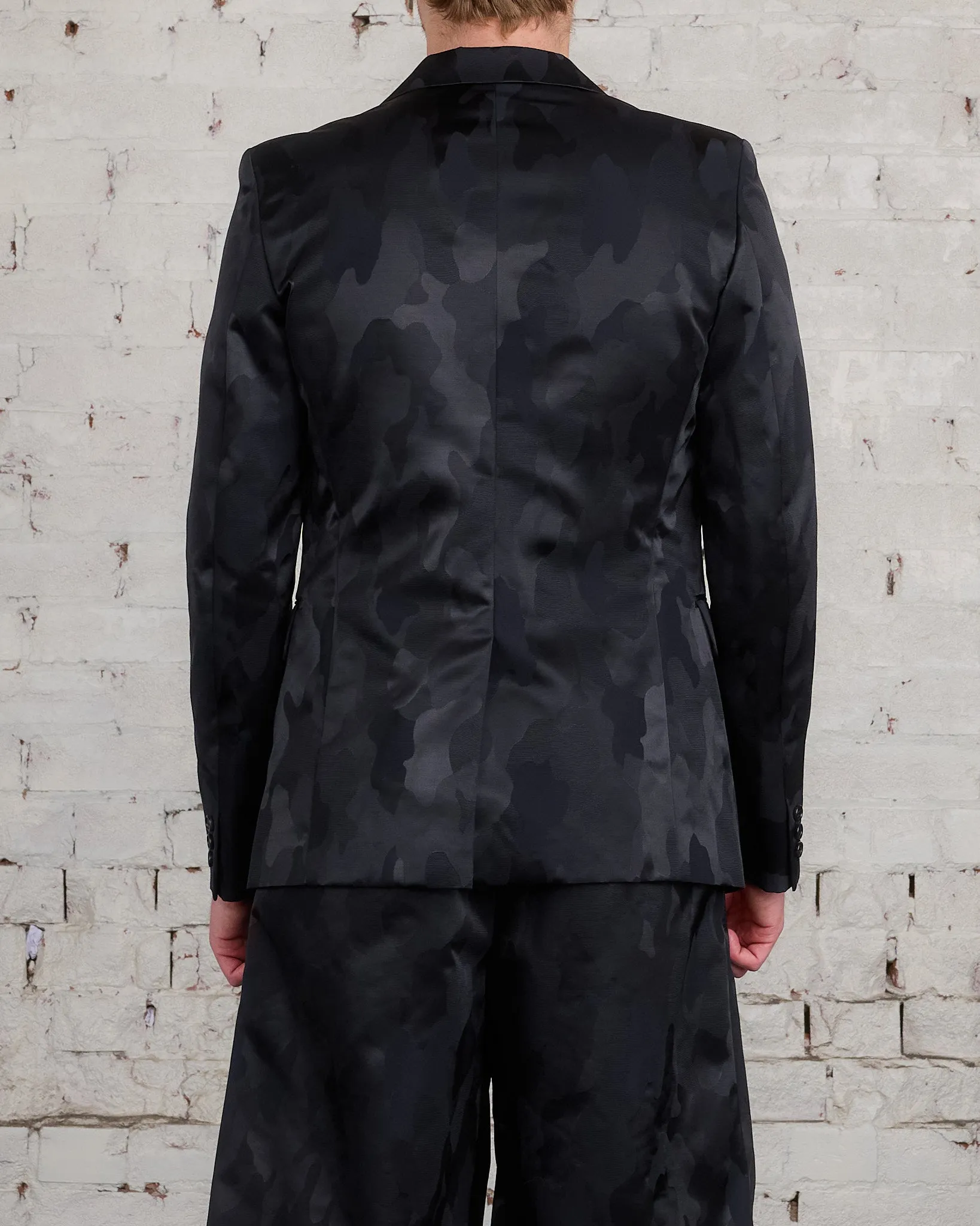 COMME des GARONS HOMME Plus Nylon Jacquard Camo Pattern Blazer Black