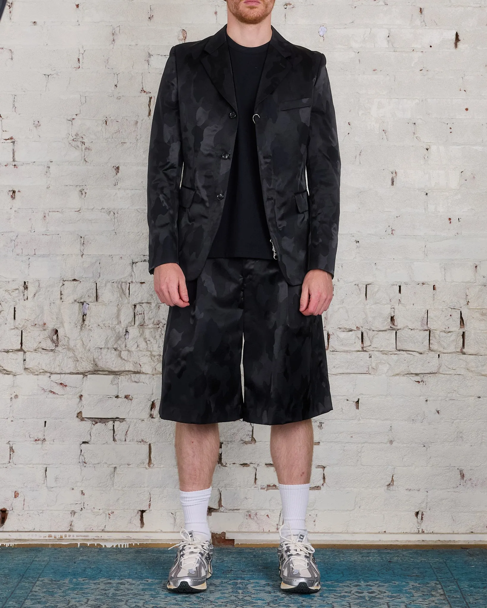 COMME des GARONS HOMME Plus Nylon Jacquard Camo Pattern Blazer Black