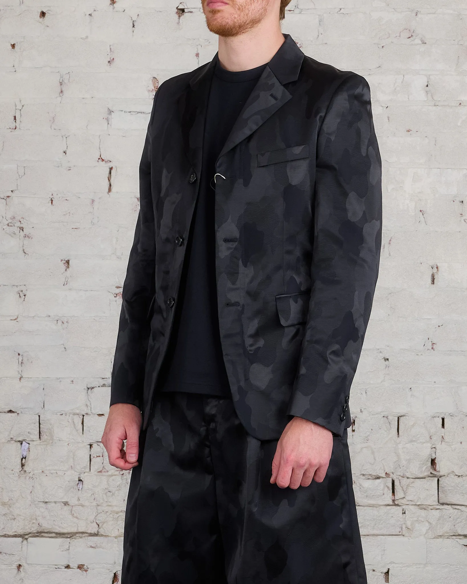 COMME des GARONS HOMME Plus Nylon Jacquard Camo Pattern Blazer Black