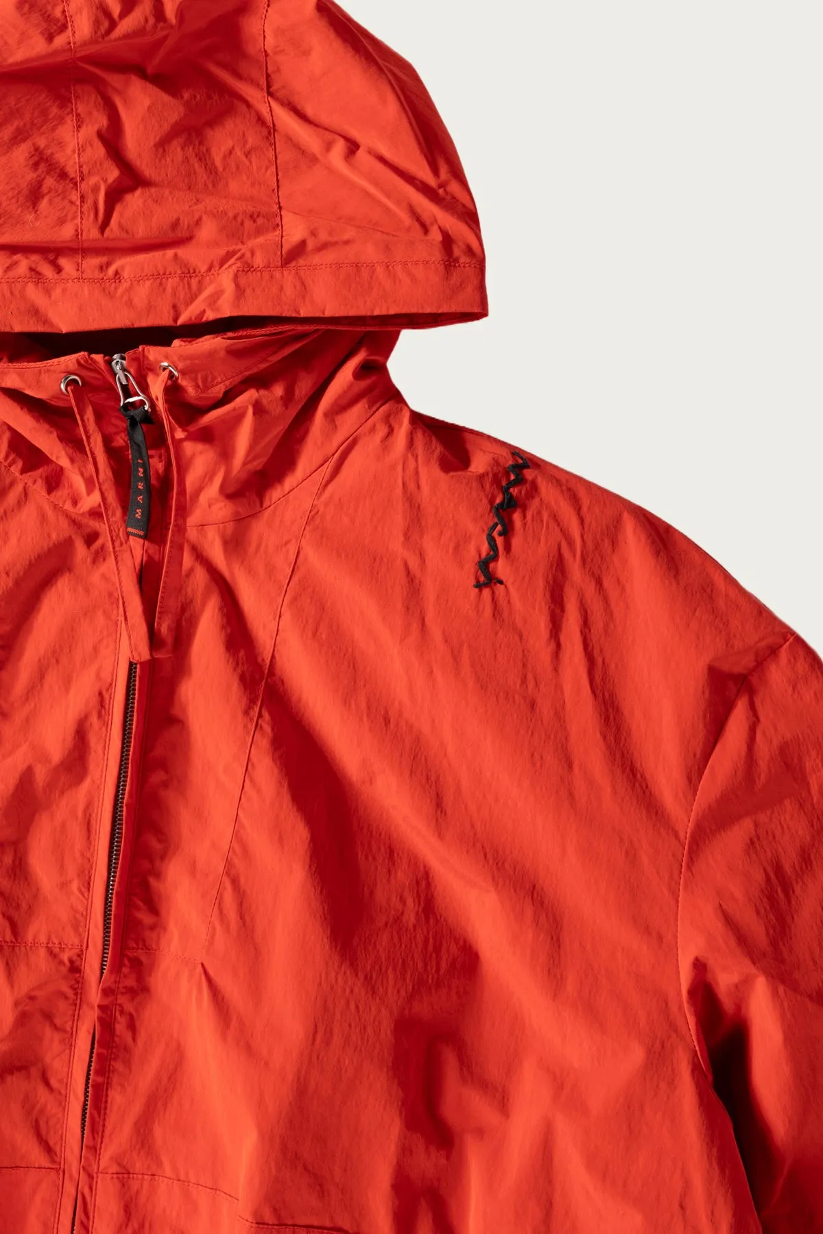 Crinkled Nylon Blend Jacket - Crimson