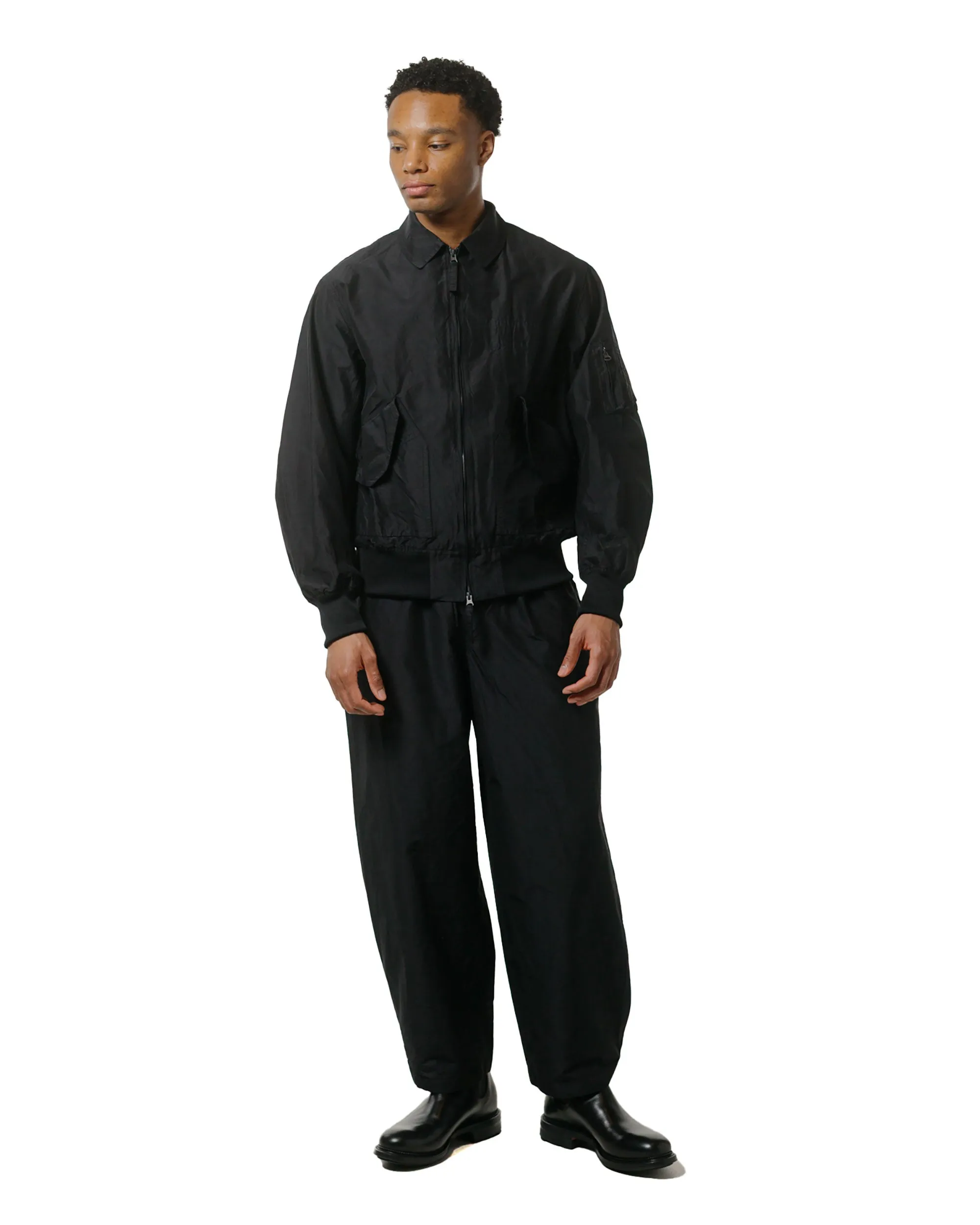 marka Adjustable Hem Easy Wide Pants Organic Cotton Silk High Count Typewriter Black