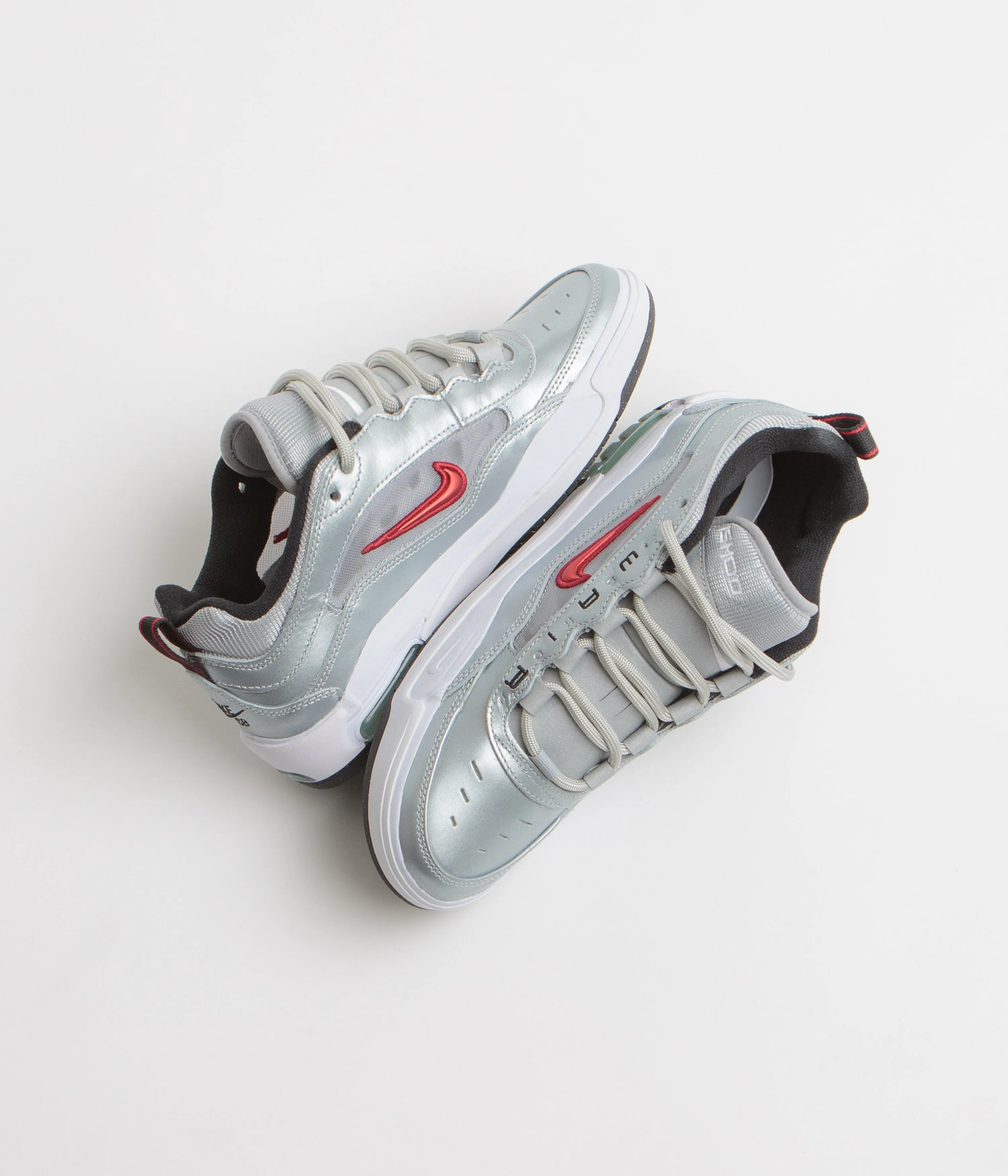 Nike SB Air Max Ishod Premium 'Silver Bullet' Shoes - Metallic Silver / Varsity Red