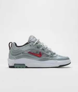 Nike SB Air Max Ishod Premium 'Silver Bullet' Shoes - Metallic Silver / Varsity Red