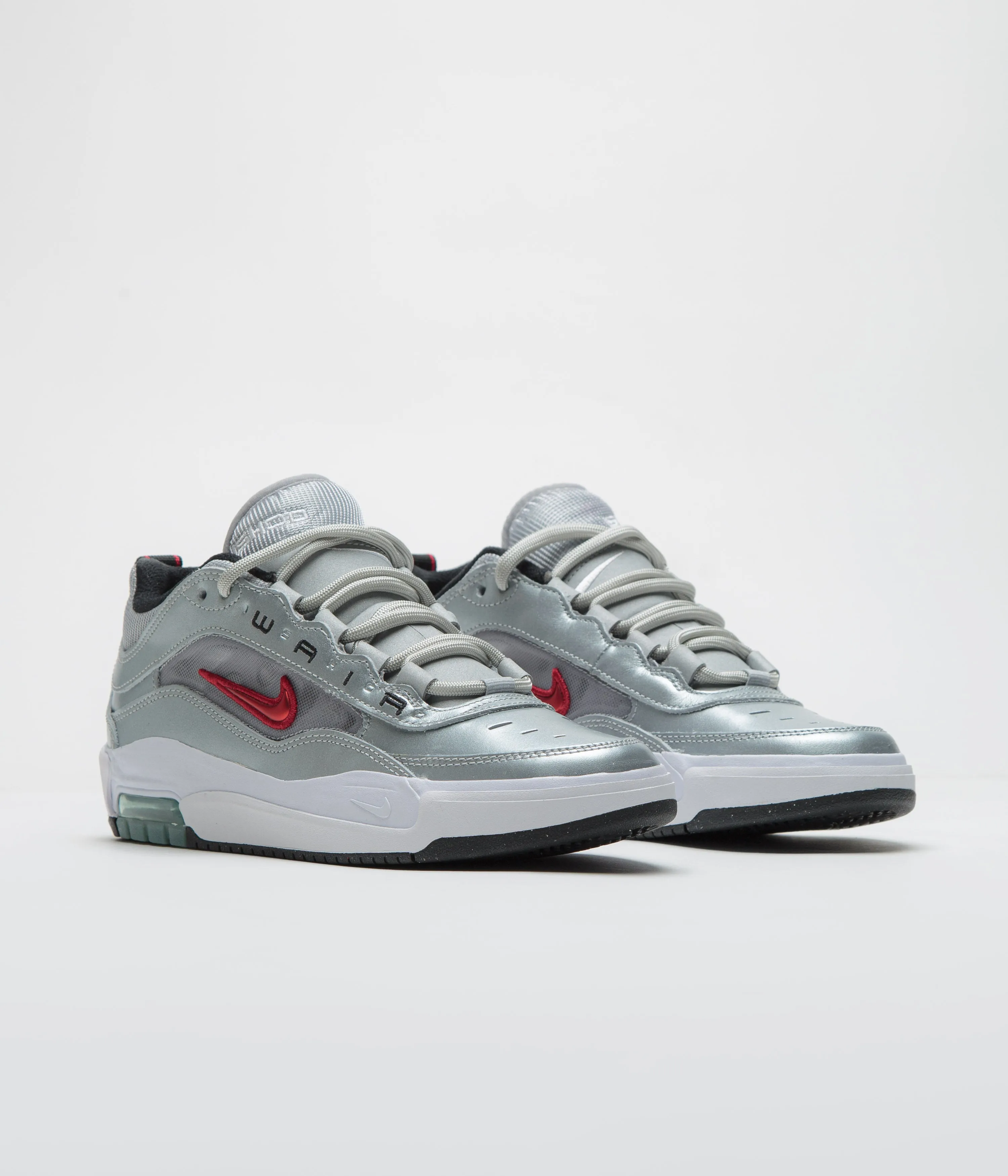 Nike SB Air Max Ishod Premium 'Silver Bullet' Shoes - Metallic Silver / Varsity Red