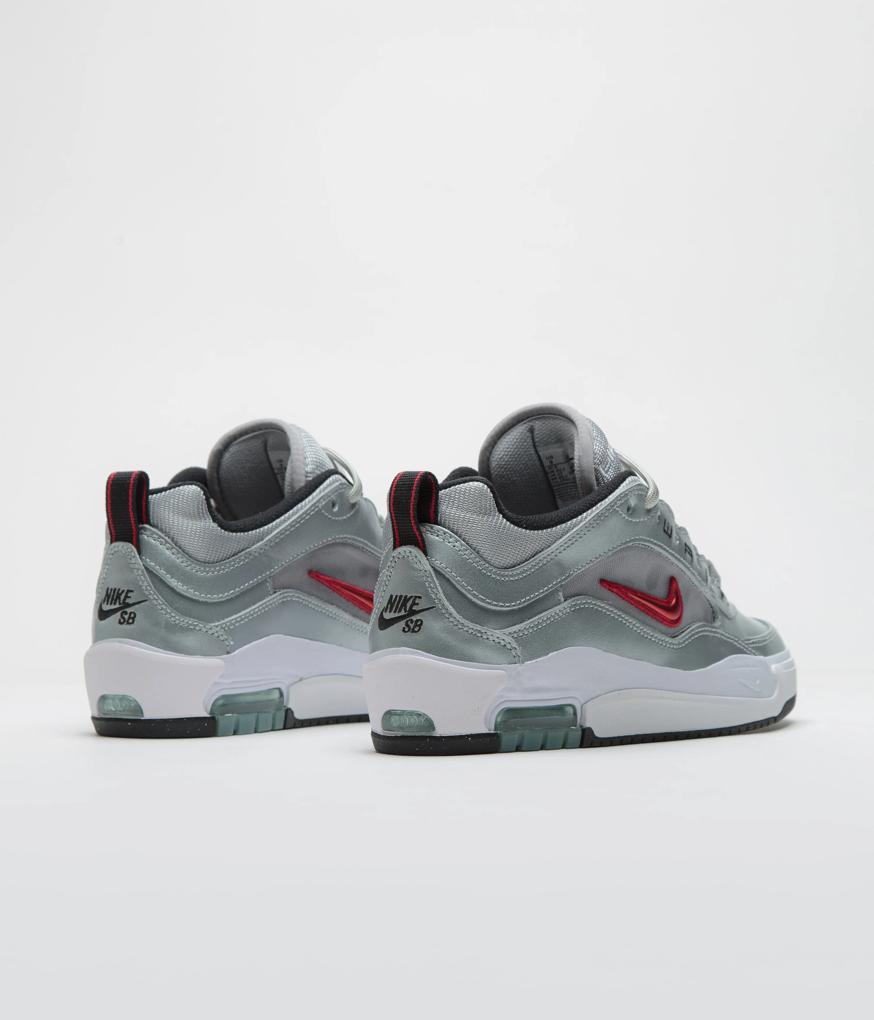 Nike SB Air Max Ishod Premium 'Silver Bullet' Shoes - Metallic Silver / Varsity Red