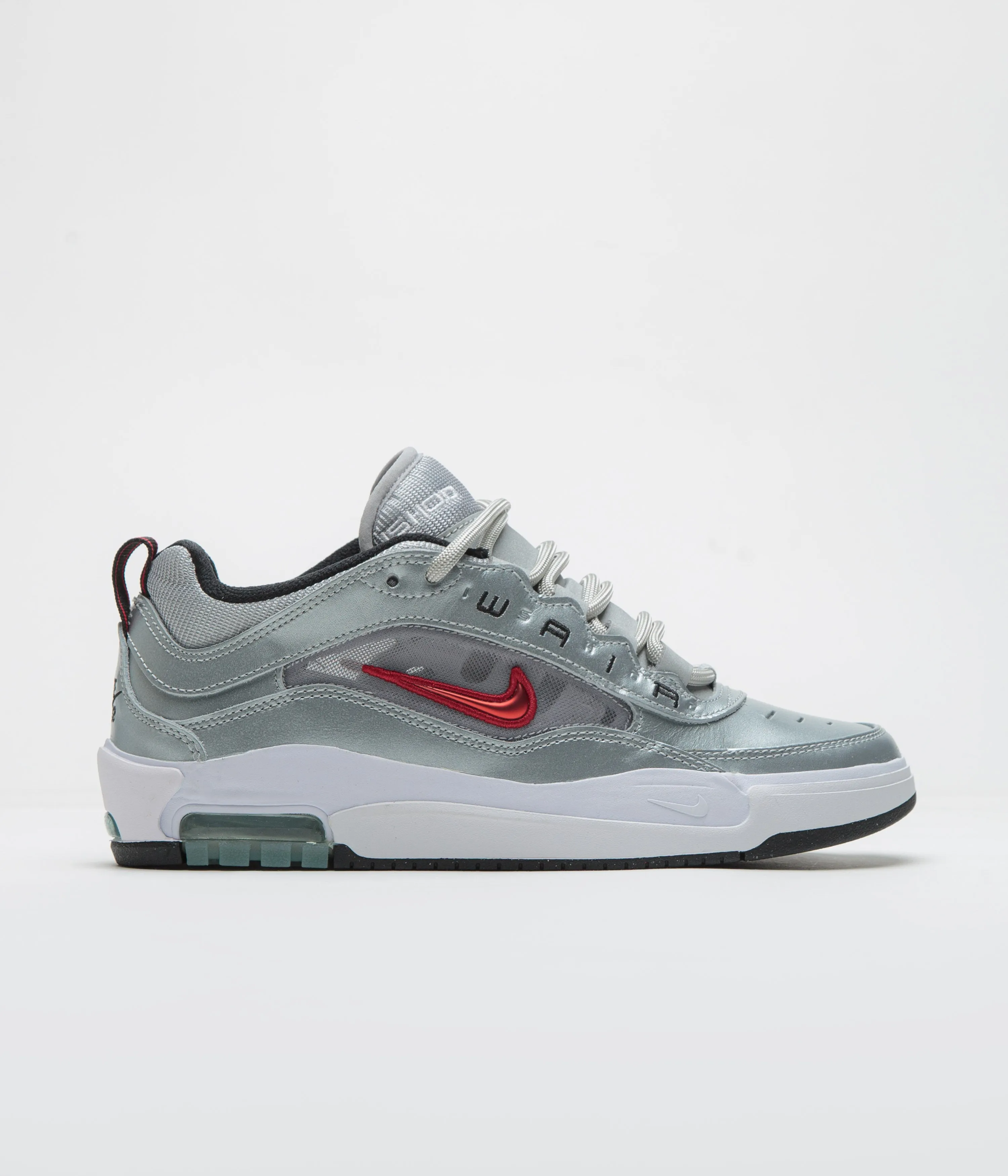 Nike SB Air Max Ishod Premium 'Silver Bullet' Shoes - Metallic Silver / Varsity Red