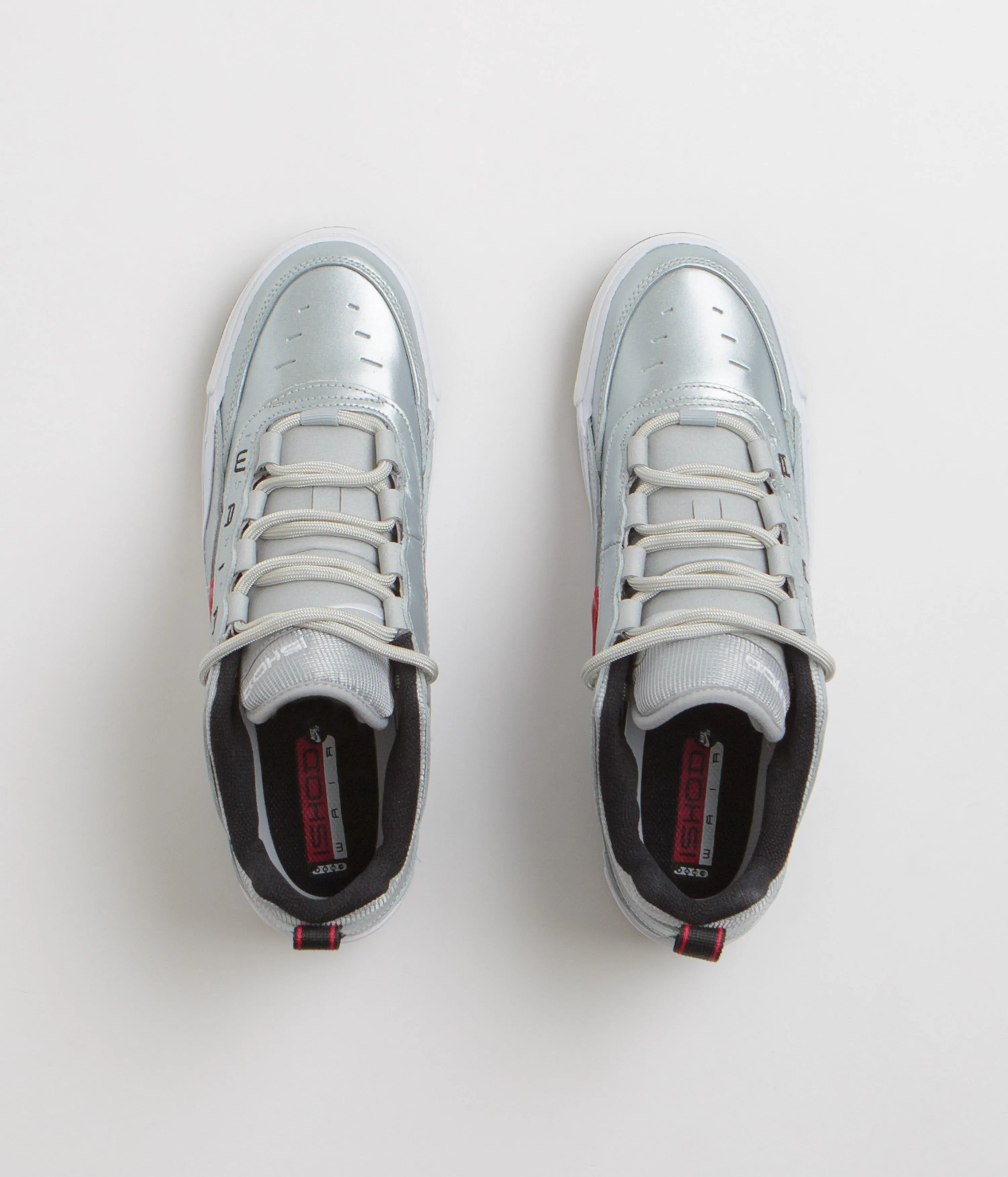 Nike SB Air Max Ishod Premium 'Silver Bullet' Shoes - Metallic Silver / Varsity Red
