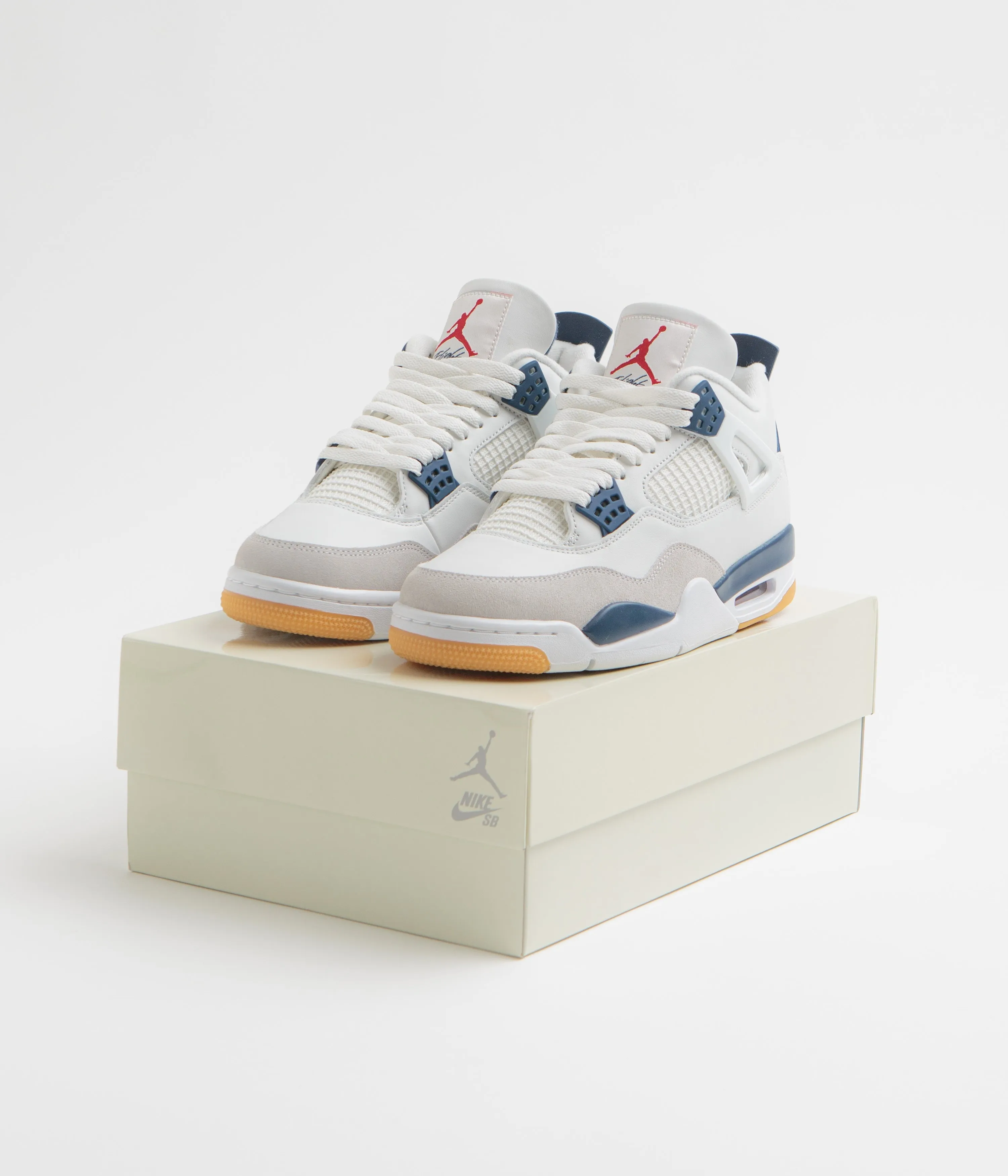 Nike SB x Air Jordan 4 Shoes - Summit White / White - Navy - Neutral Grey