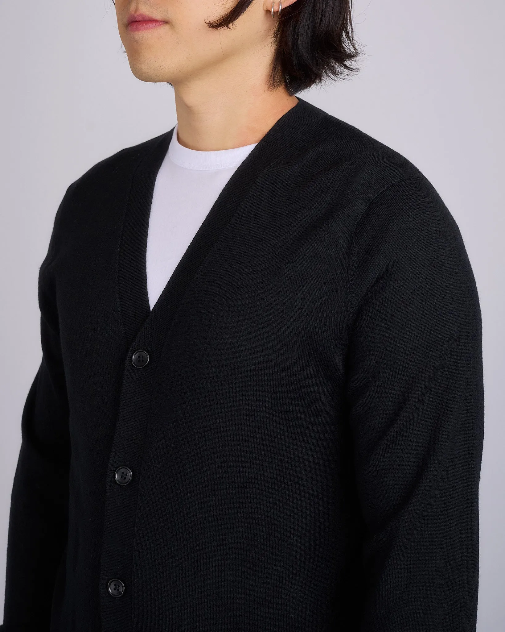 Reigning Champ Lightweight Merino Harry Cardigan Black