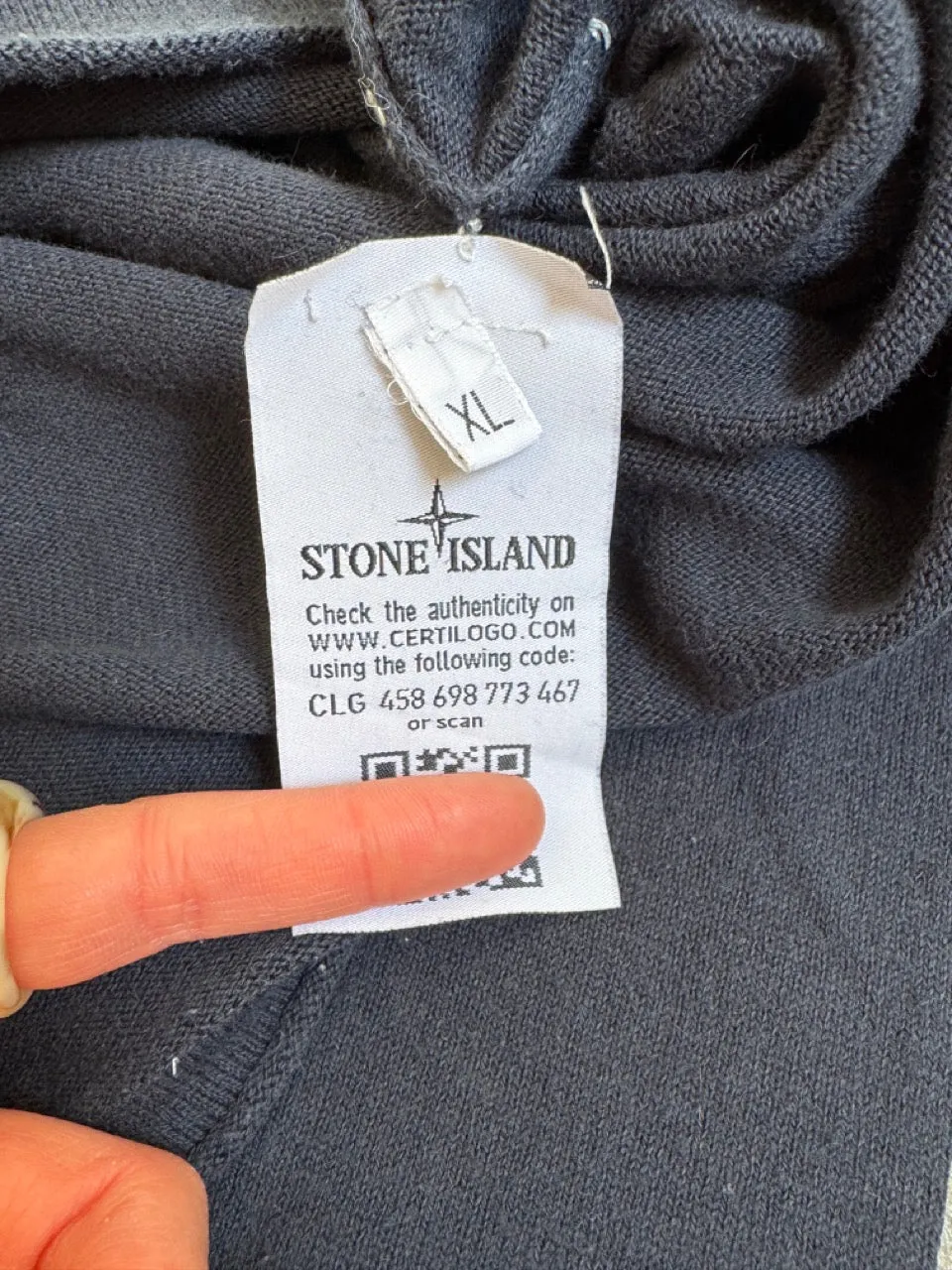 Stone Island Washed Navy Lightweight Cotton Sweatshirt