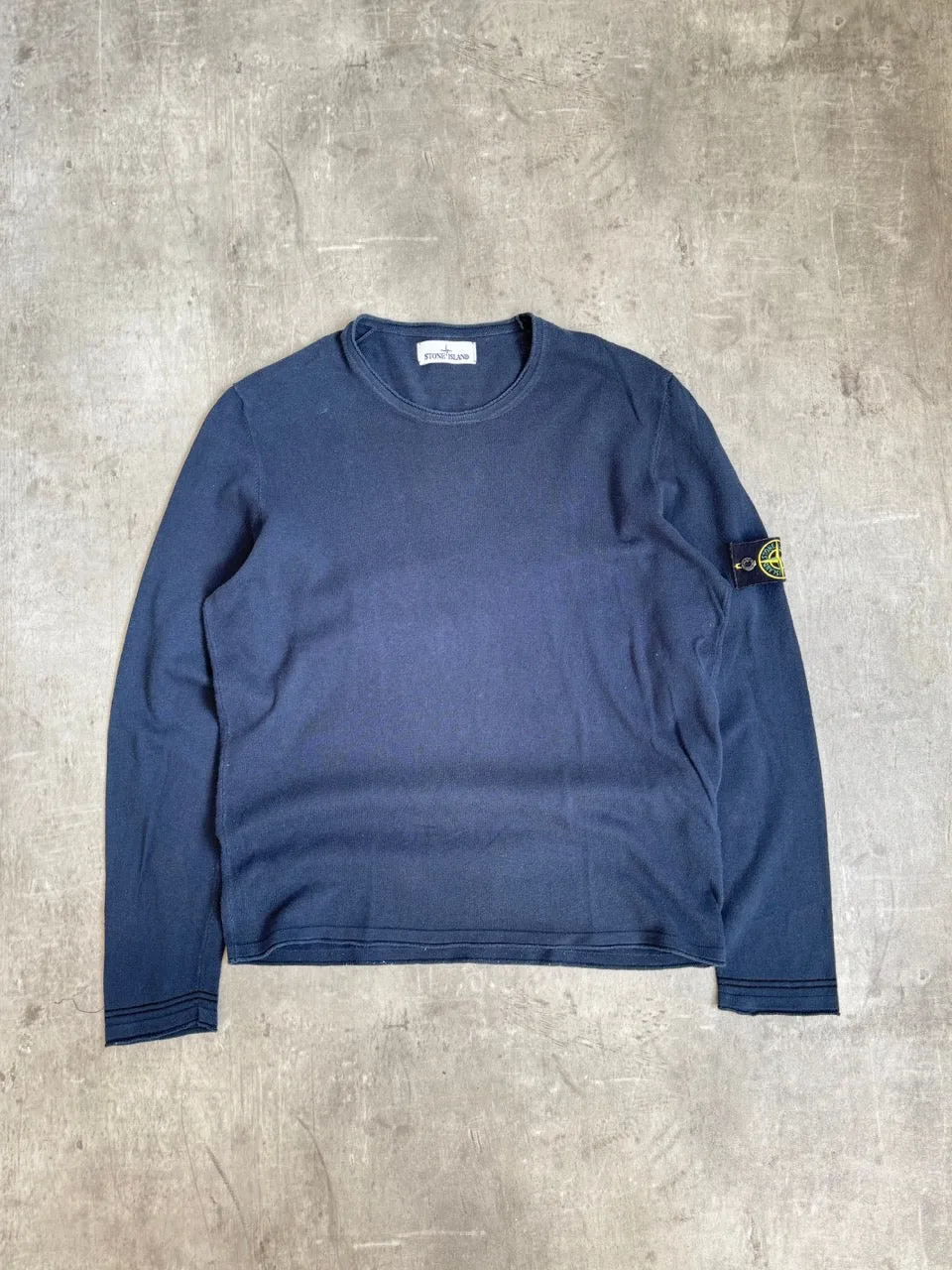 Stone Island Washed Navy Lightweight Cotton Sweatshirt