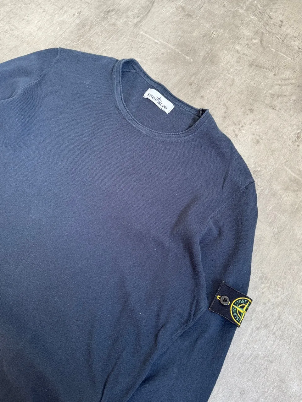 Stone Island Washed Navy Lightweight Cotton Sweatshirt