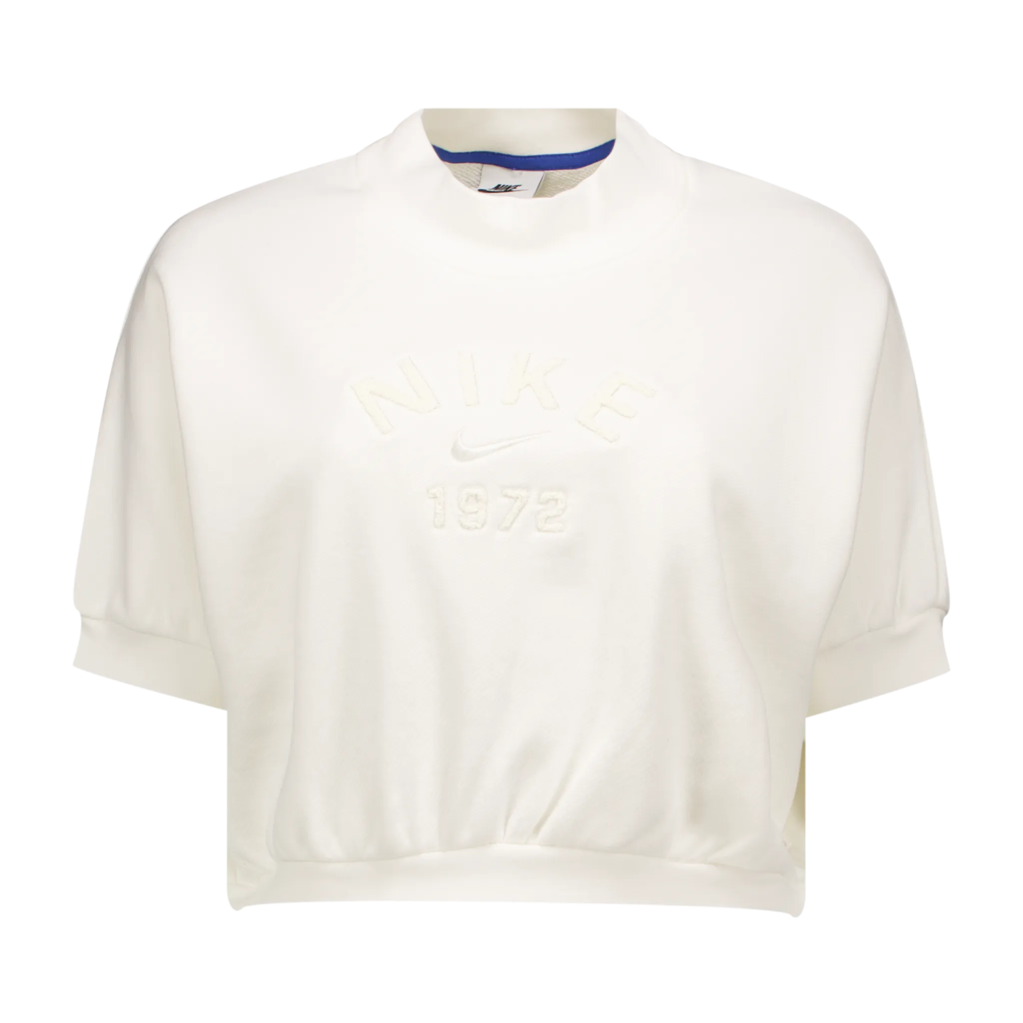 W Crew-Neck Short-Sleeve Cropped French Terry Top