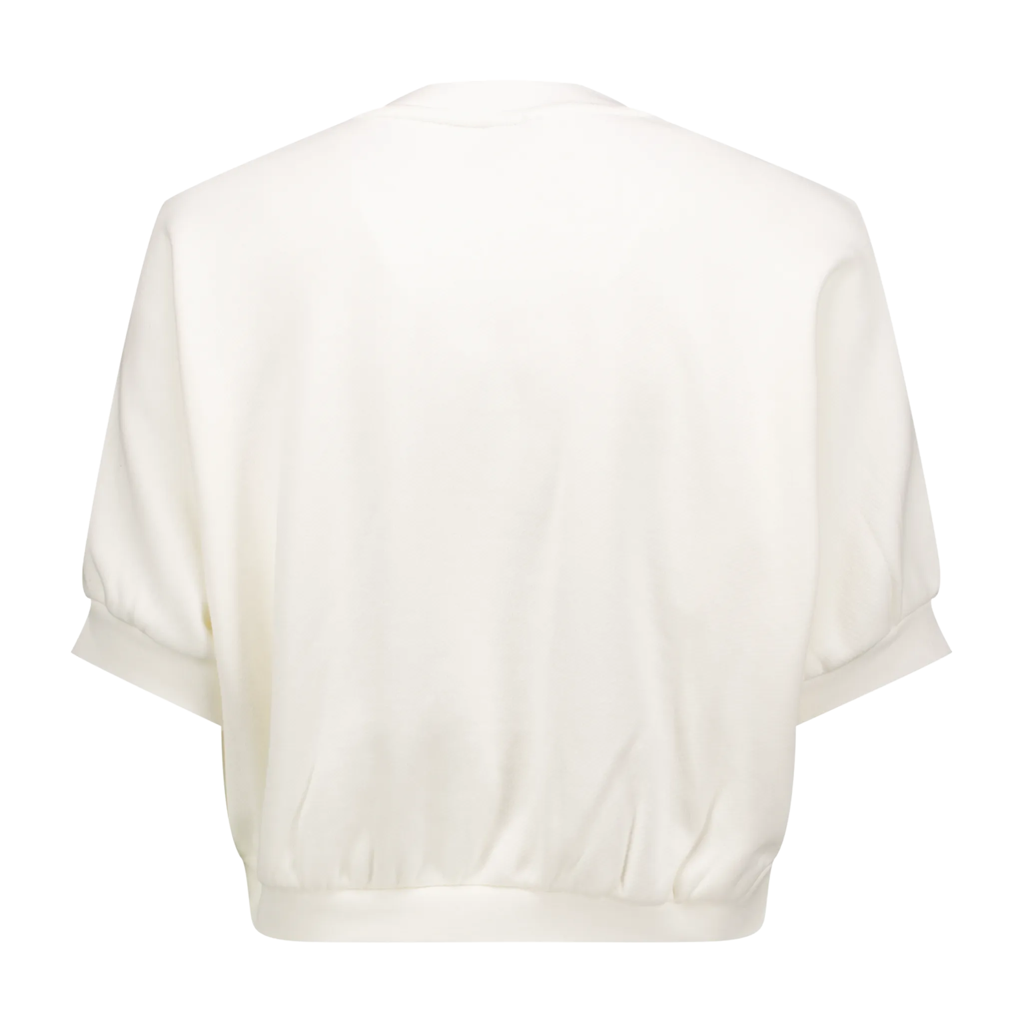 W Crew-Neck Short-Sleeve Cropped French Terry Top