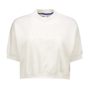 W Crew-Neck Short-Sleeve Cropped French Terry Top